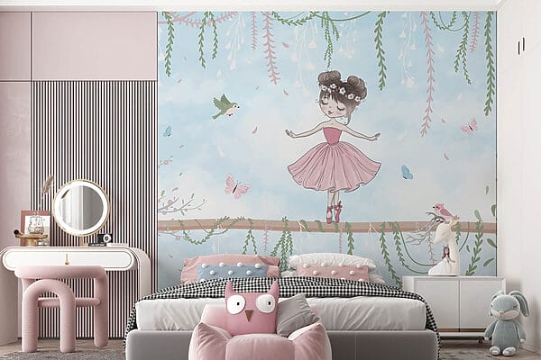 Girl in a pink dress on a branch Girl in a pink dress on a branch