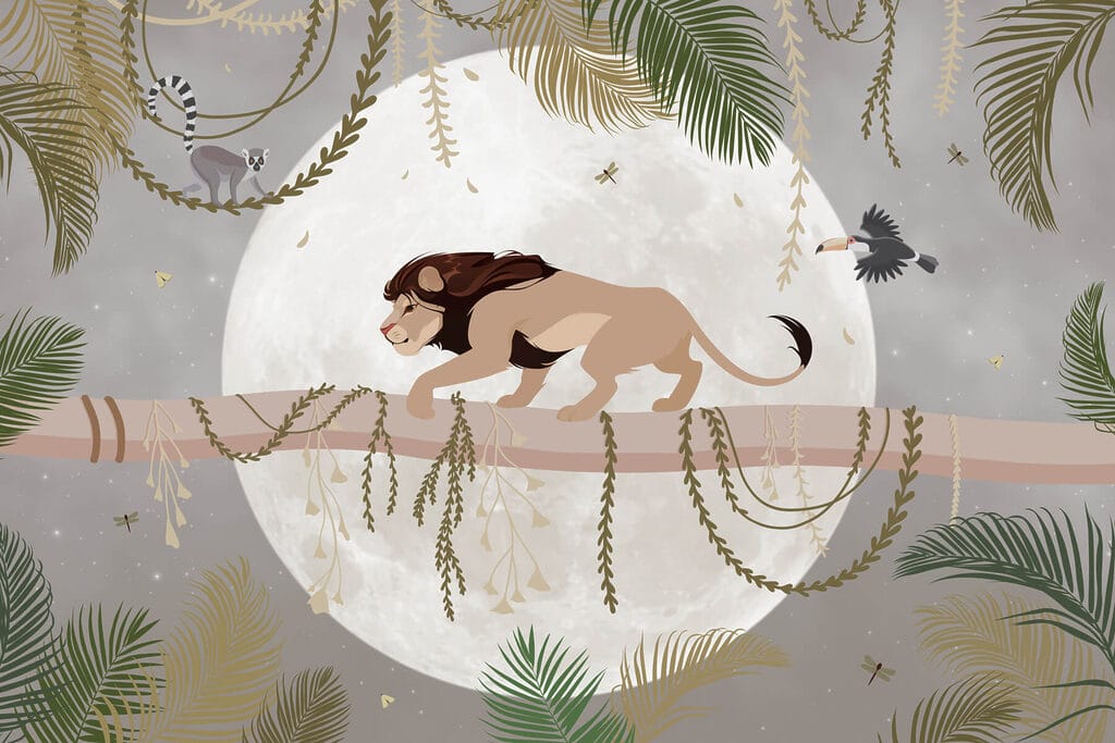 Lion on a tree branch