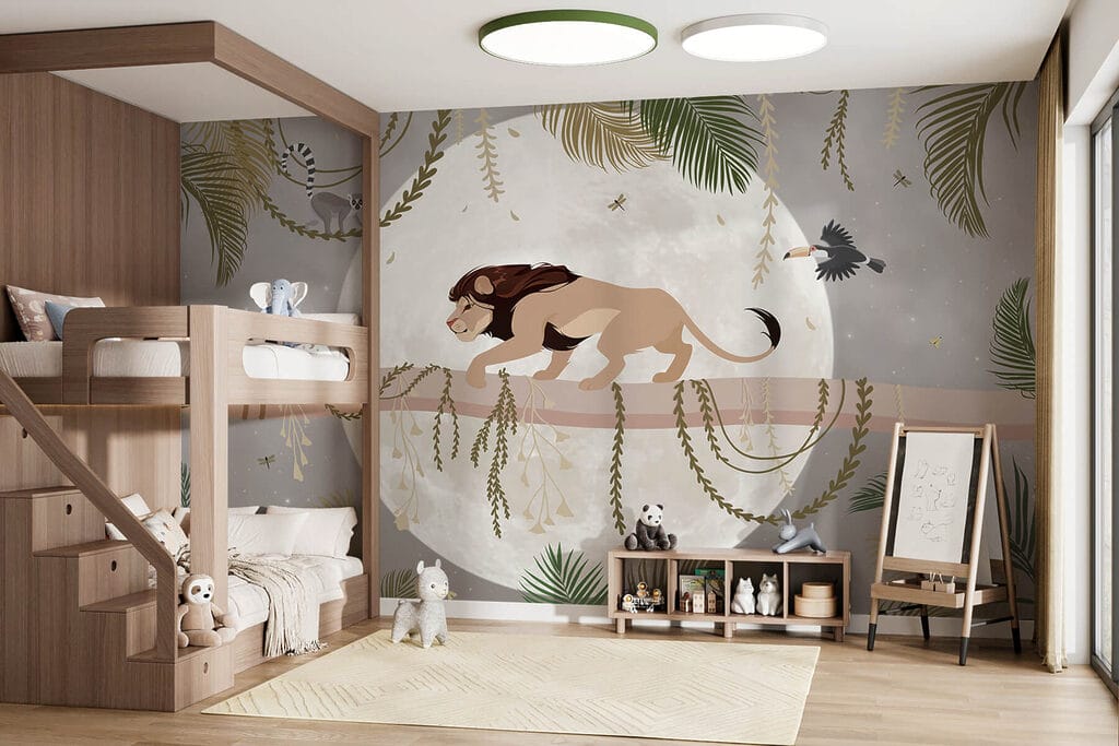 Lion on a tree branch