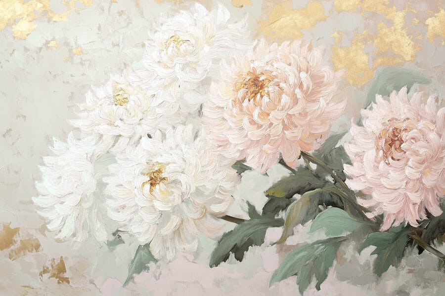 Pintura de flores sobre una superficie blanca