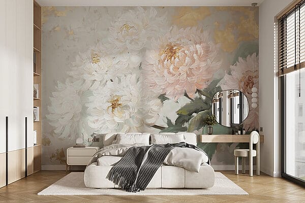 Pintura de flores sobre una superficie blanca Pintura de flores sobre una superficie blanca