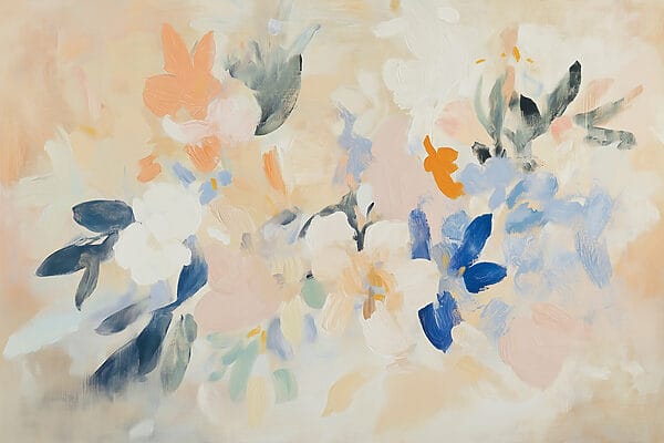 Painting of flowers on a white surface Painting of flowers on a white surface