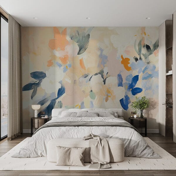 Fotomurales Fotomurales Pintura de flores sobre una superficie blanca (SKU: w08769)