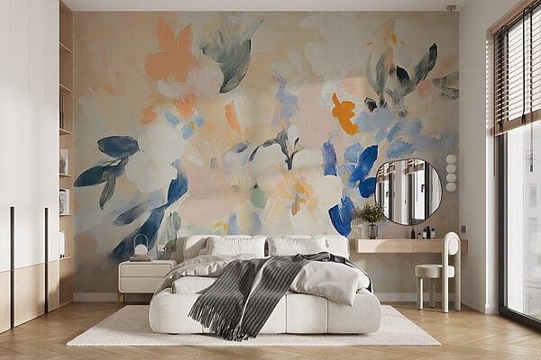 Painting of flowers on a white surface Painting of flowers on a white surface