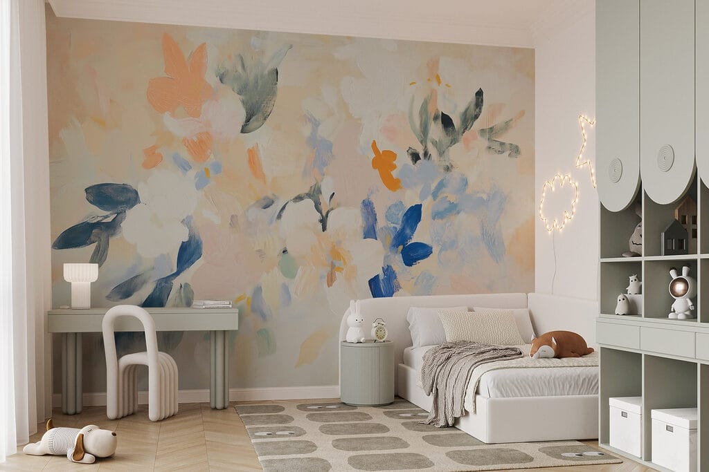 Painting of flowers on a white surface Painting of flowers on a white surface