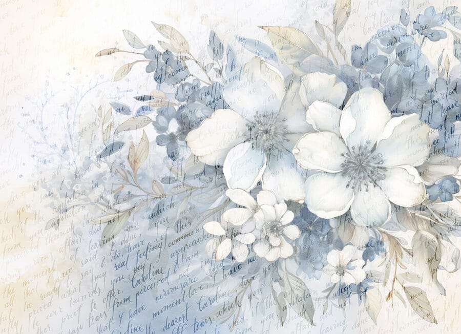 Pintura de flores y hojas