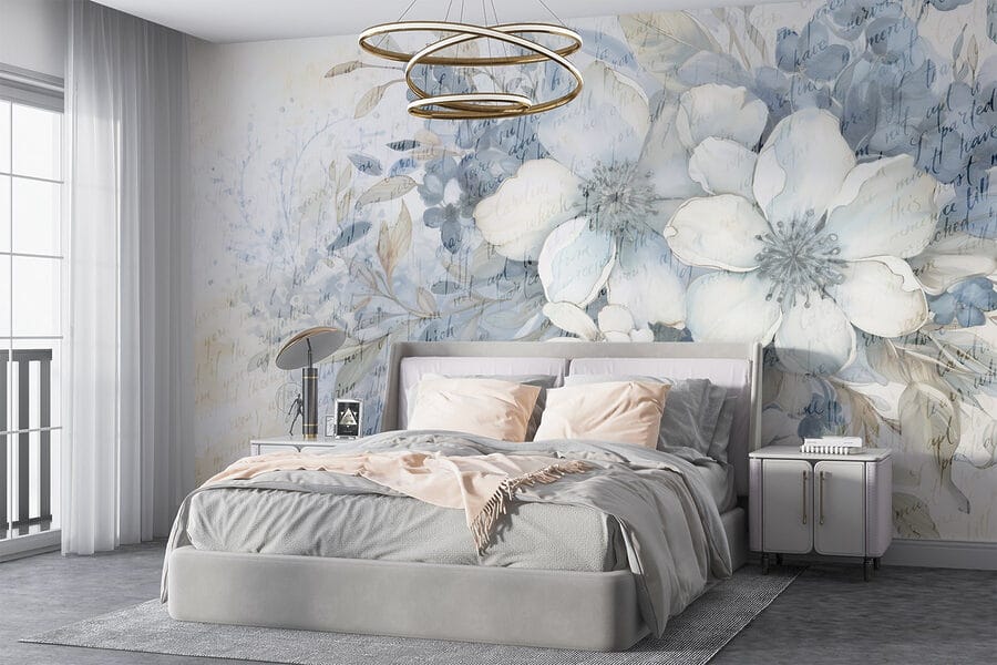 Pintura de flores y hojas