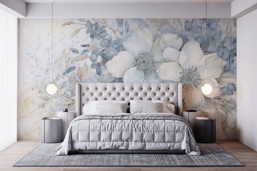 Pintura de flores y hojas