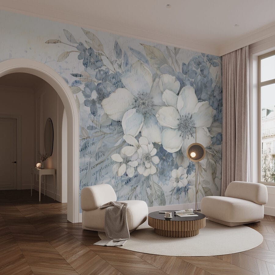 Pintura de flores y hojas