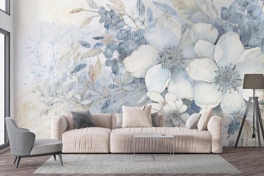Pintura de flores y hojas