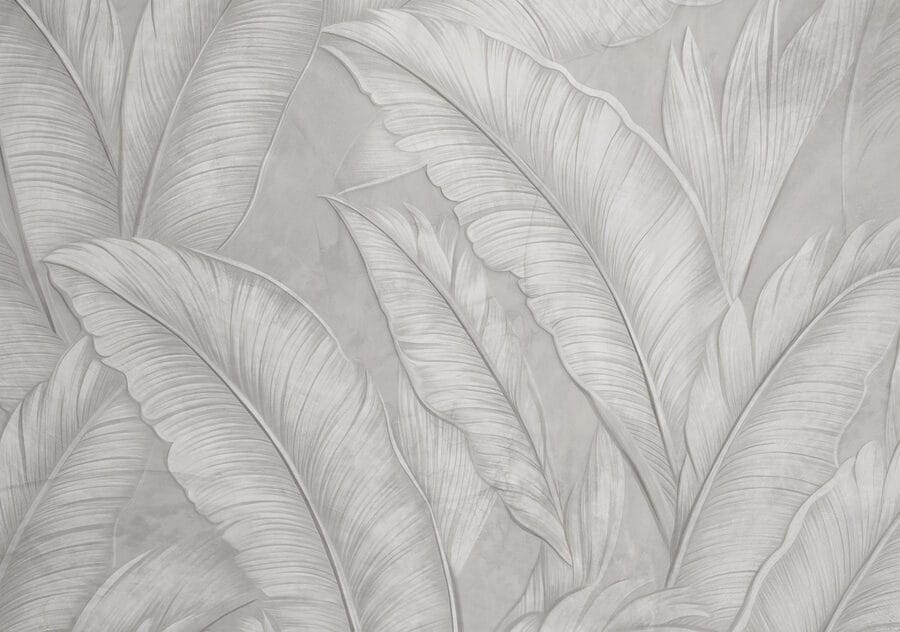 Papel pintado blanco con plumas