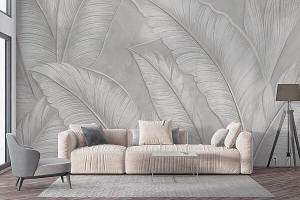 Papel pintado blanco con plumas Papel pintado blanco con plumas
