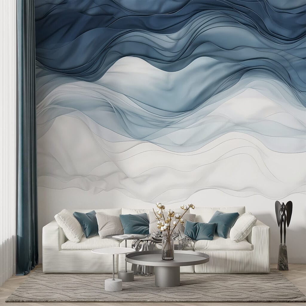 Blue and white wavy fabric Blue and white wavy fabric