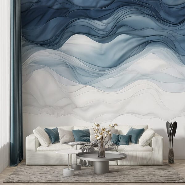 Blue and white wavy fabric Blue and white wavy fabric