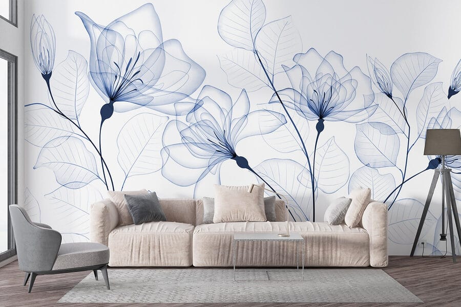 Flores y hojas transparentes