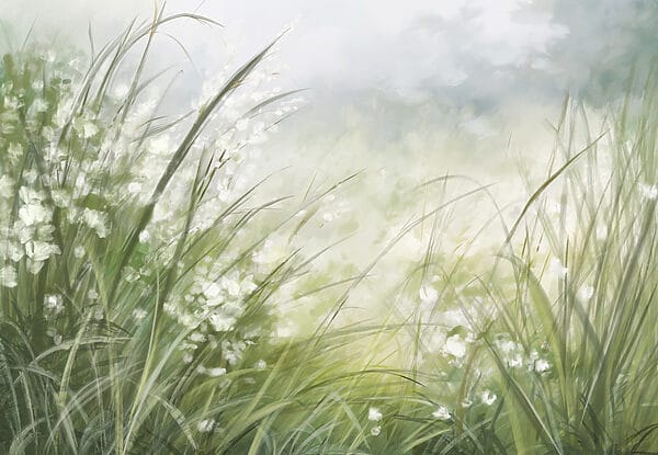 Pintura de un campo de hierba Pintura de un campo de hierba