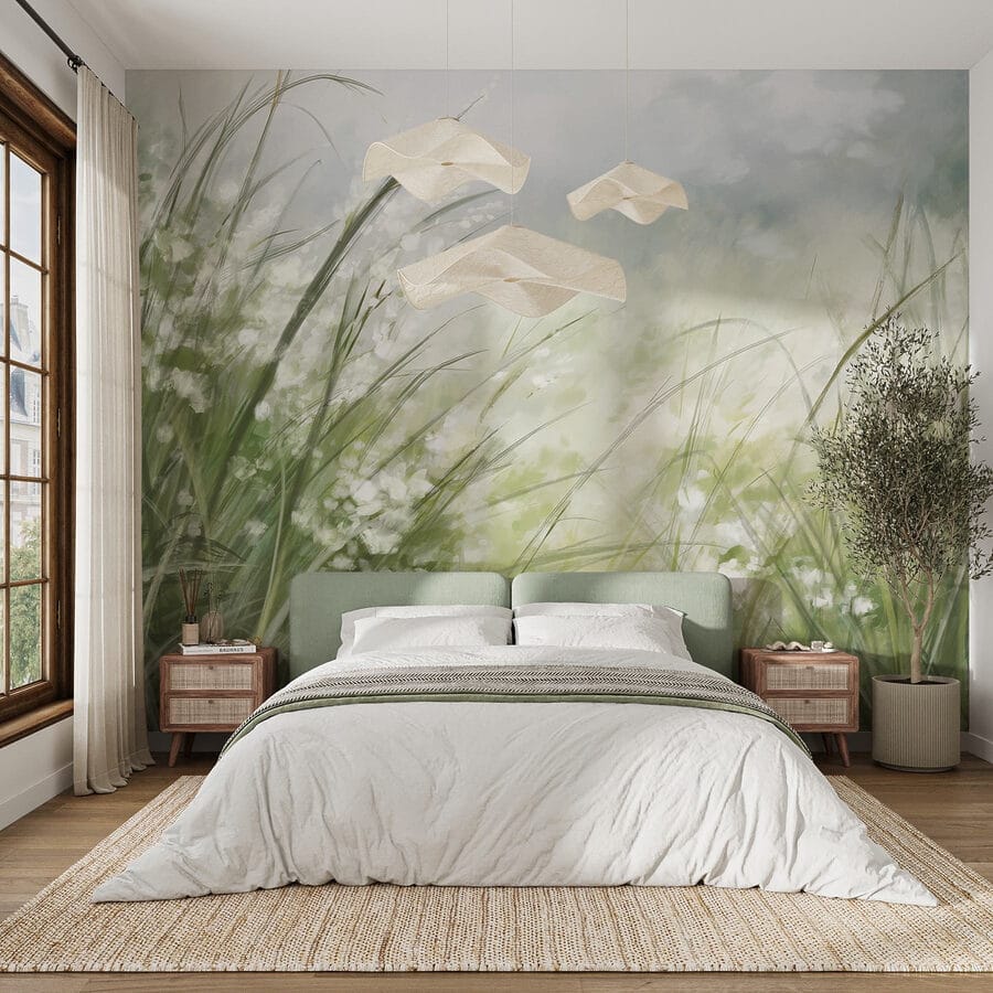 Pintura de un campo de hierba
