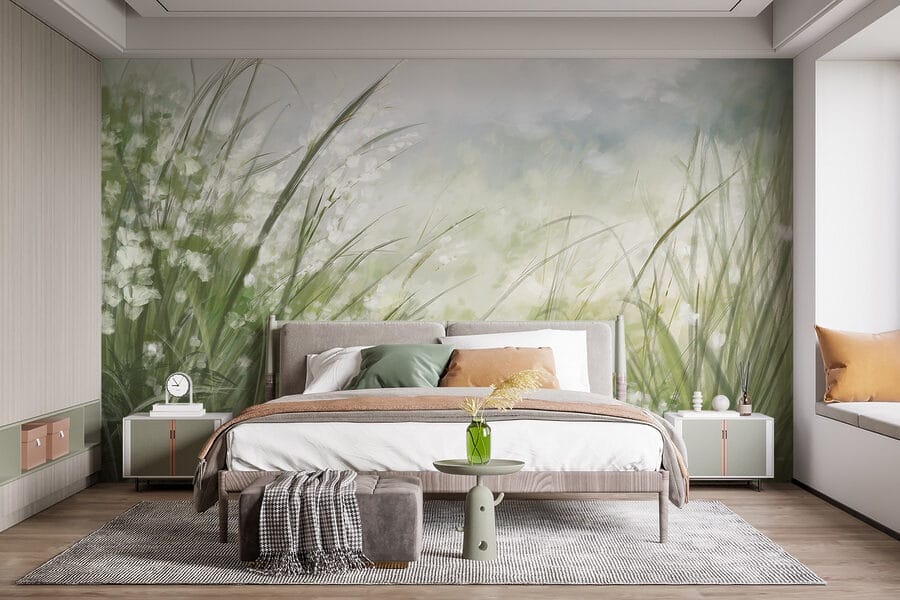 Pintura de un campo de hierba