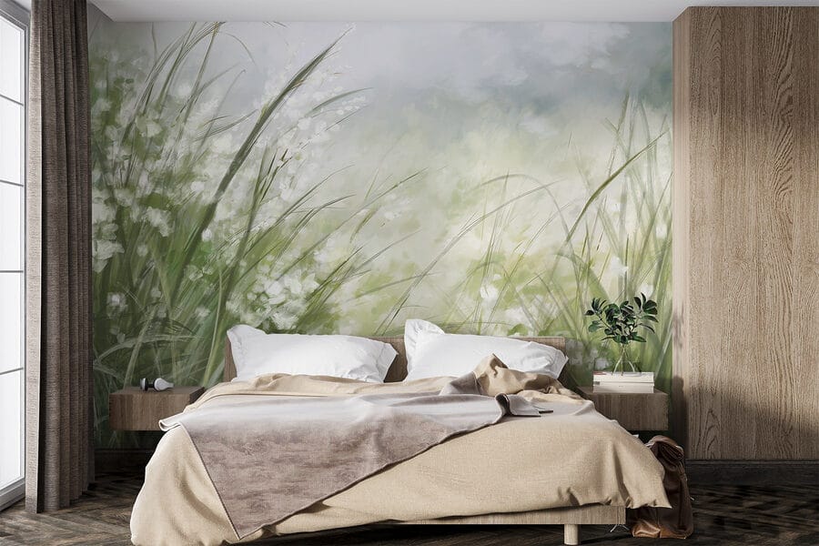 Pintura de un campo de hierba