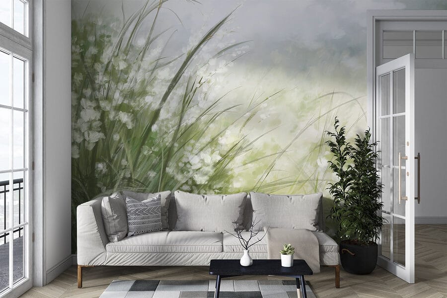 Pintura de un campo de hierba