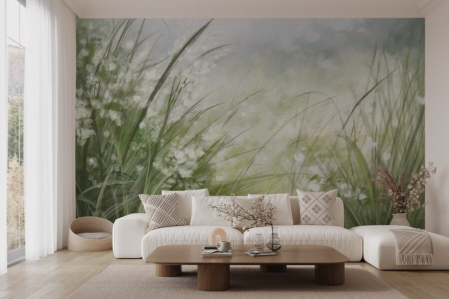 Pintura de un campo de hierba