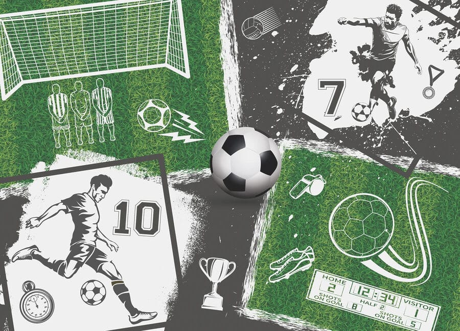 Acción futbolística en el campo