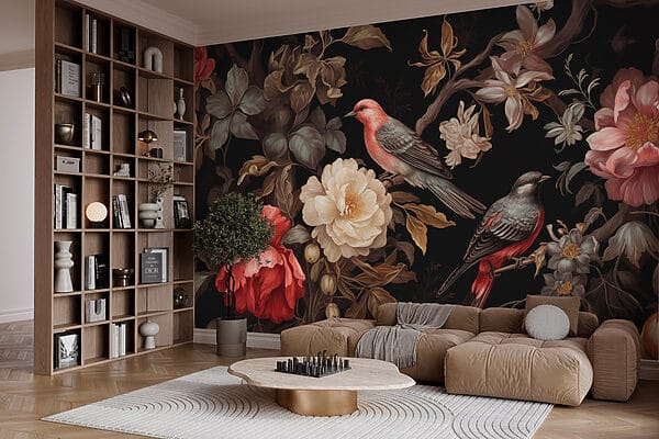 Pintura de pájaros sobre flores Pintura de pájaros sobre flores