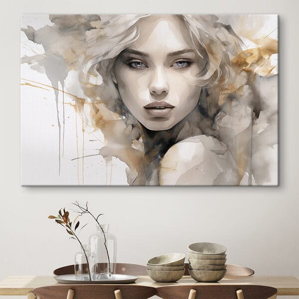 Cuadros Cuadros Rostro de mujer con una salpicadura de pintura (SKU: s42928)