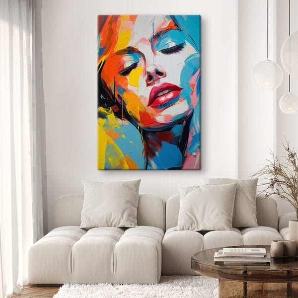 Cuadros Cuadro de una mujer con pintura de colores en la cara (SKU: s42935) Cuadros Cuadros Cuadro de una mujer con pintura de colores en la cara (SKU: s42935)