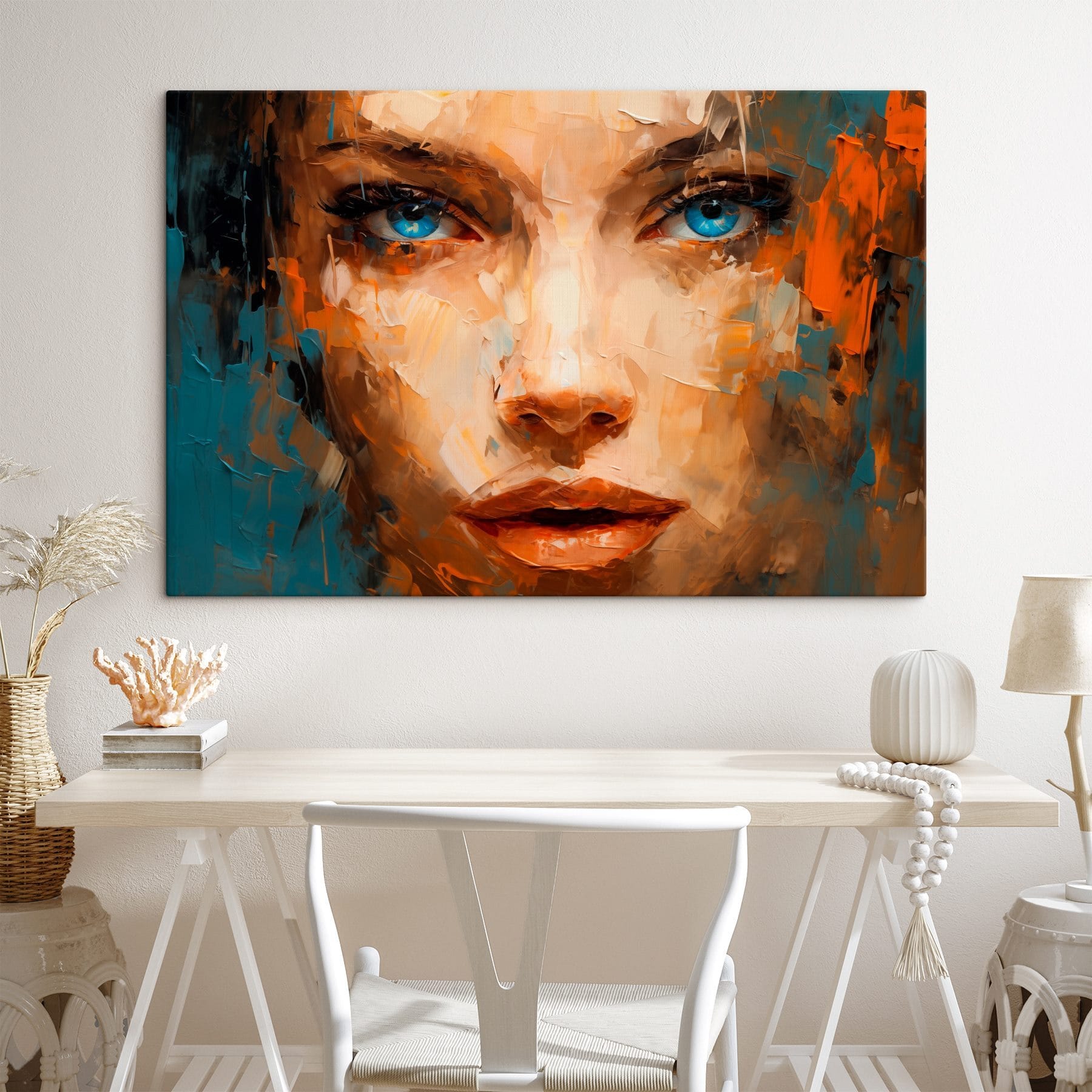 Painting of a woman's face Painting of a woman's face