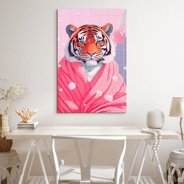 Cuadros Un tigre con una bata rosa (SKU: s42942) Cuadros Cuadros Un tigre con una bata rosa (SKU: s42942)