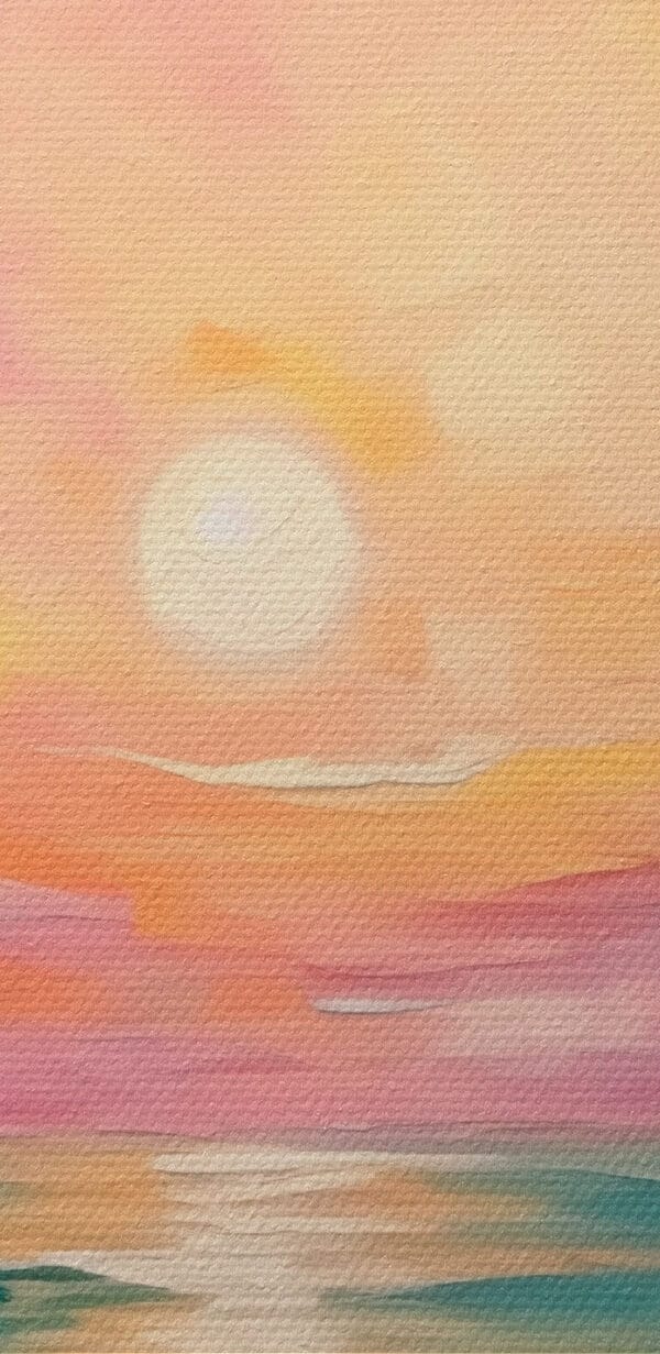 Painting of a sunset over the ocean