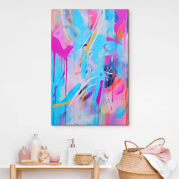 Cuadro pintado con pintura rosa y azul Cuadros Cuadro pintado con pintura rosa y azul