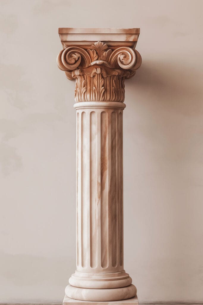 Pillar with a decorative column Pillar with a decorative column