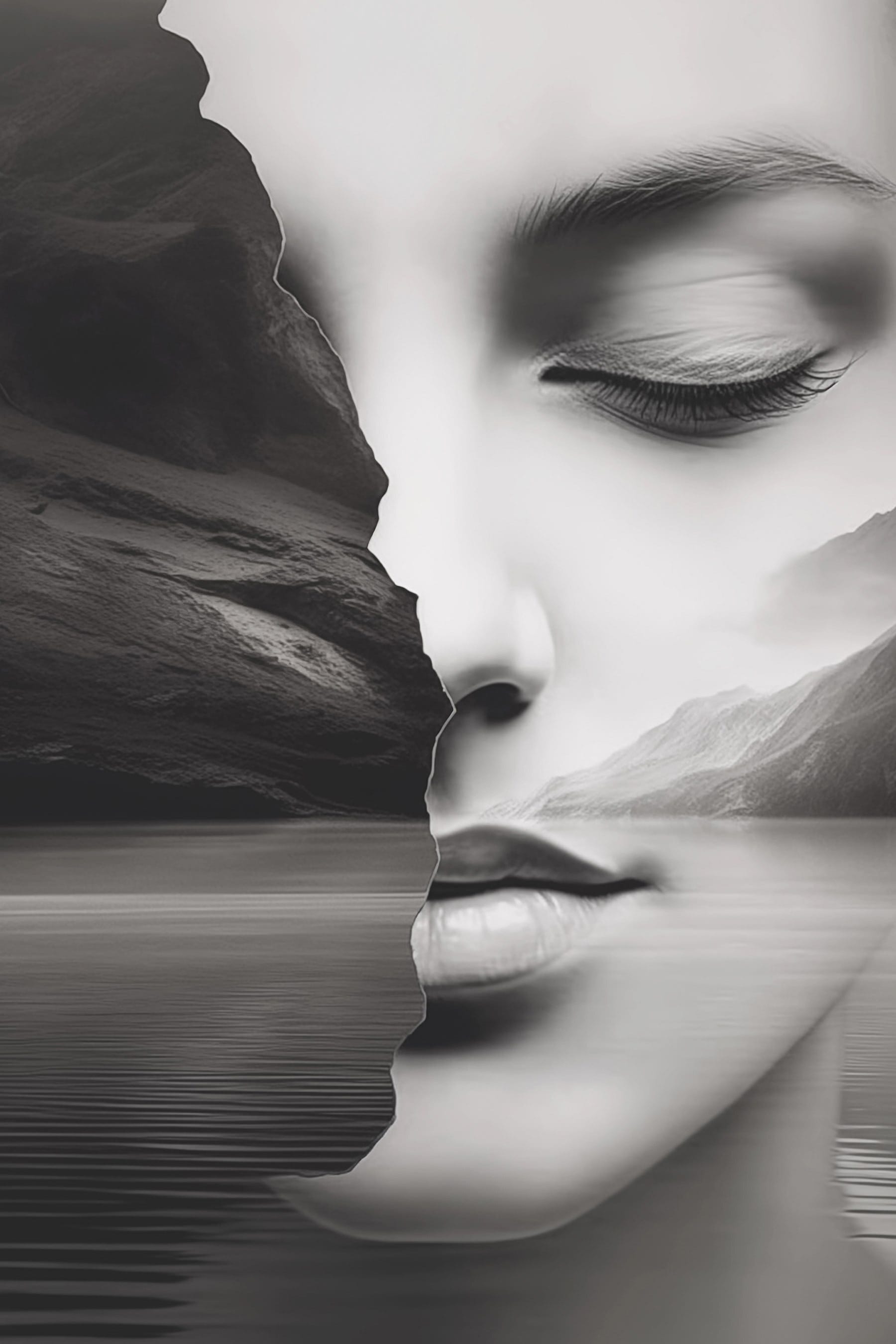 Woman's face and half of a face Woman's face and half of a face