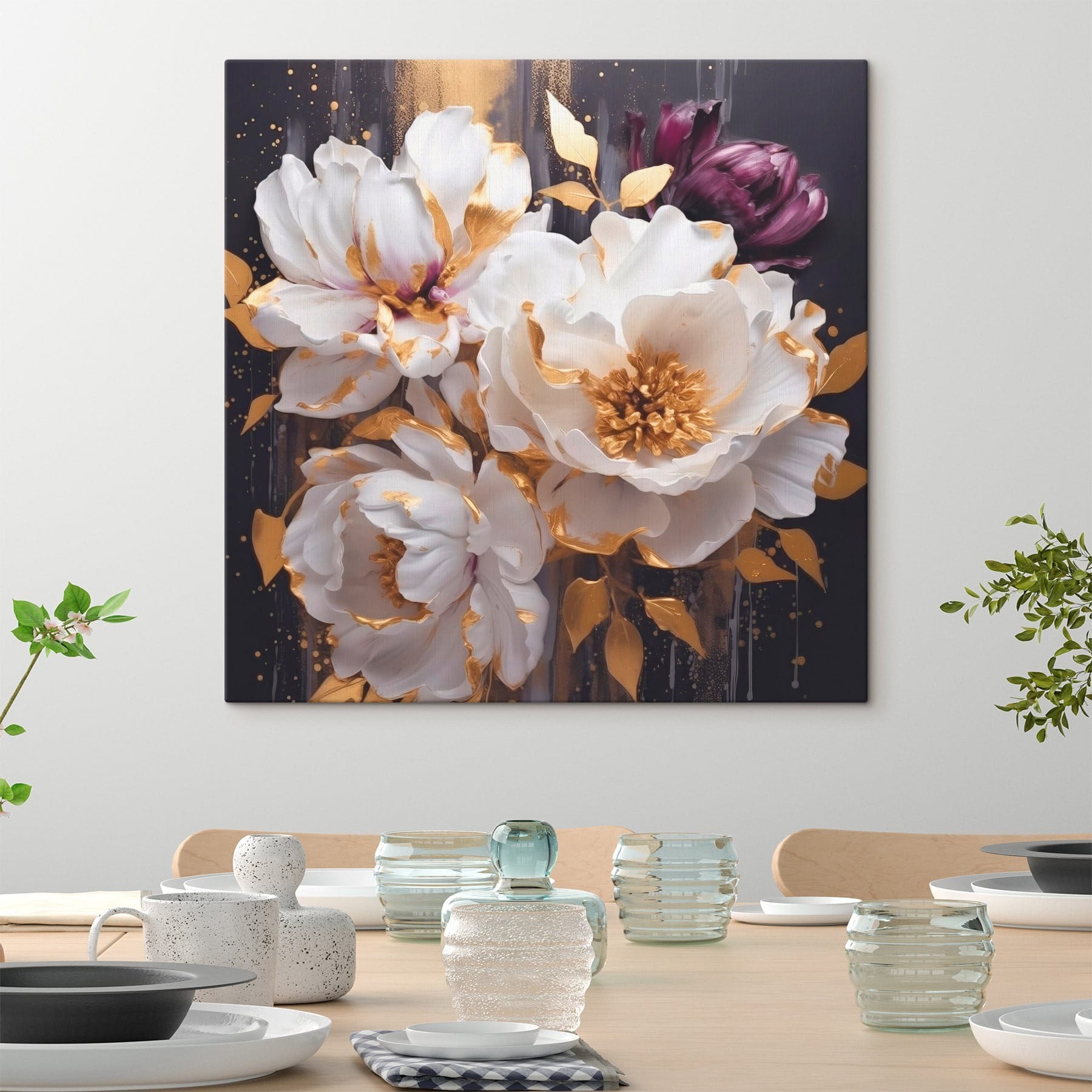 Painting of white and purple flowers Painting of white and purple flowers