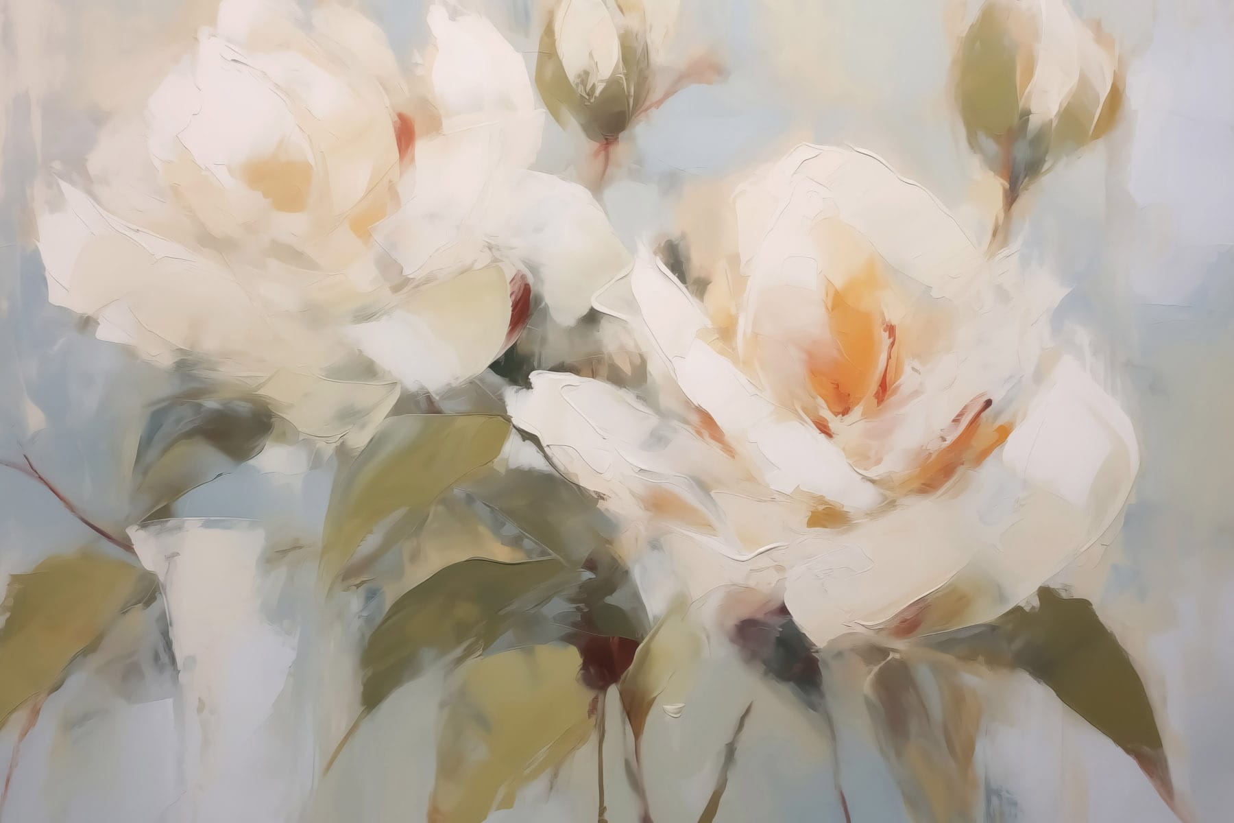 Painting of flowers on a blue background