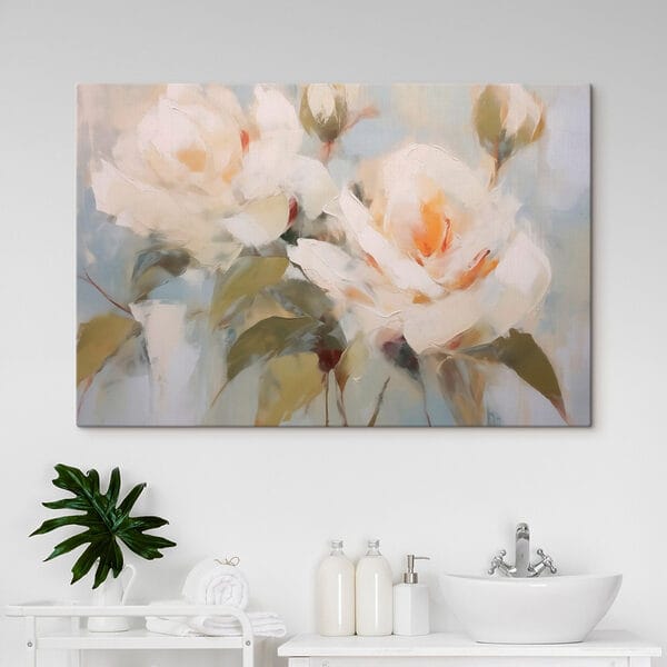 Painting of flowers on a blue background