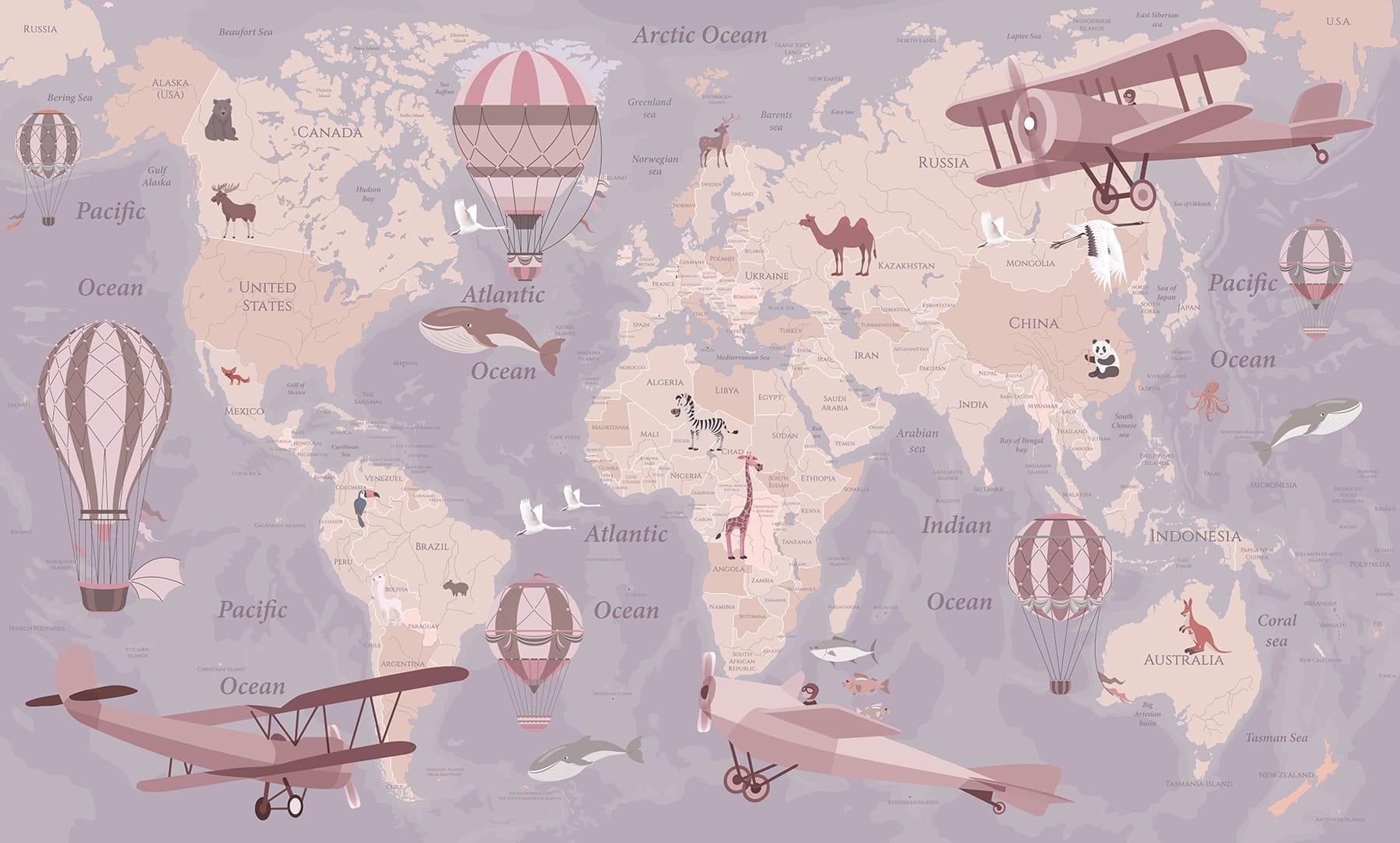 u36066v3p - Un mapa del mundo con aviones y globos aerostáticos - tegory