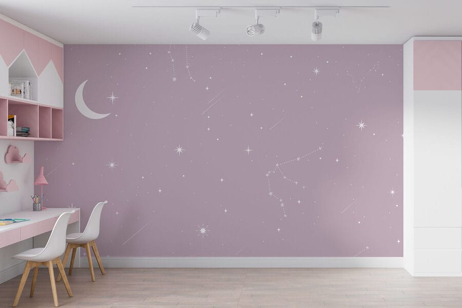 Luna y estrellas en el cielo