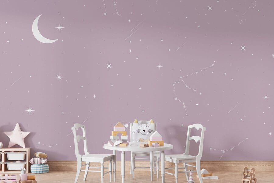 Luna y estrellas en el cielo