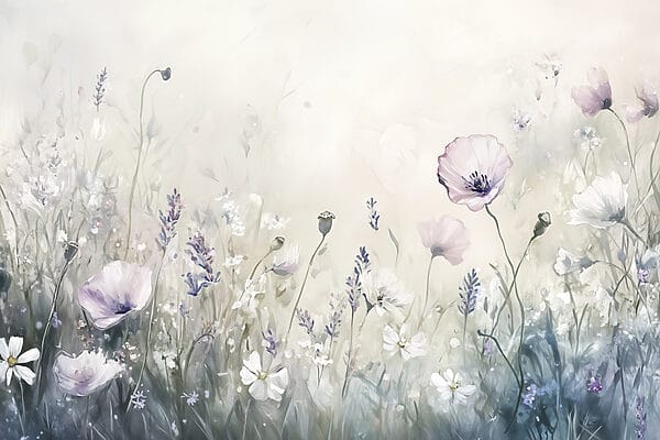 Pintura de flores en un campo Pintura de flores en un campo