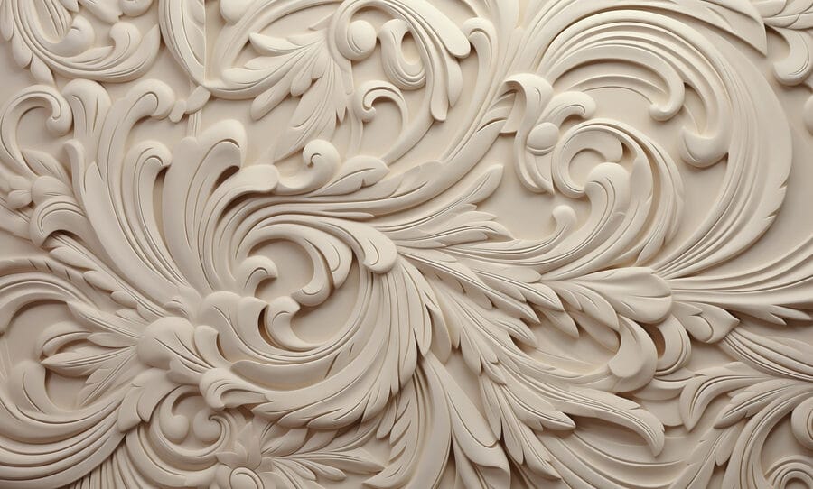 White wall with intricate designs White wall with intricate designs