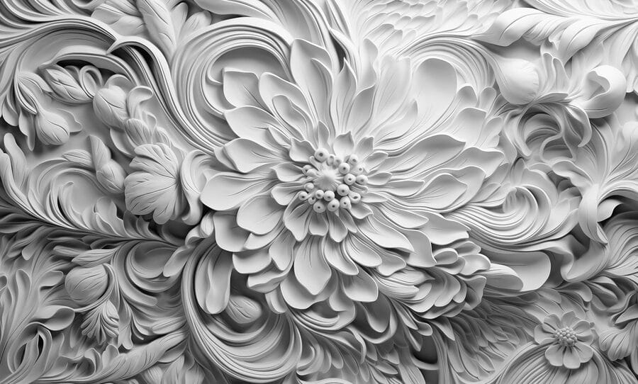 Flor blanca con hojas
