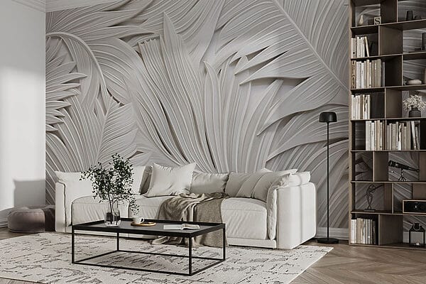 Fotomurales Fotomurales Papel blanco recortado de hojas (SKU: w08795)