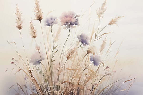 Pintura de flores y hierba Pintura de flores y hierba