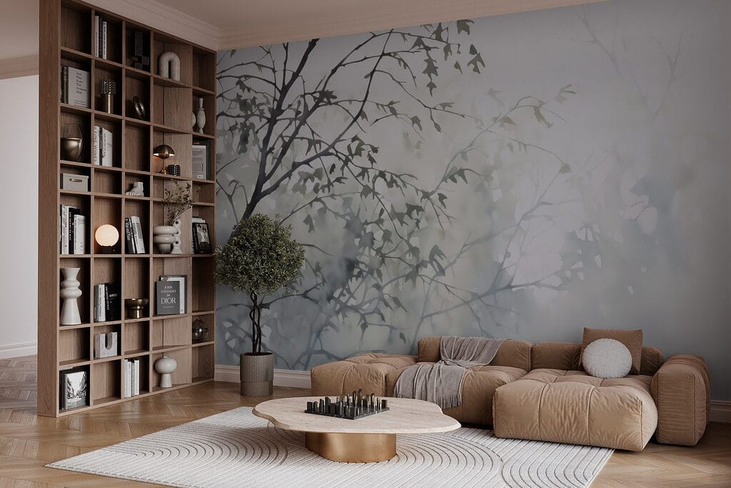 Tree with leaves in fog Tree with leaves in fog