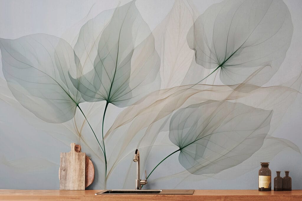 Transparent leaves on a white background