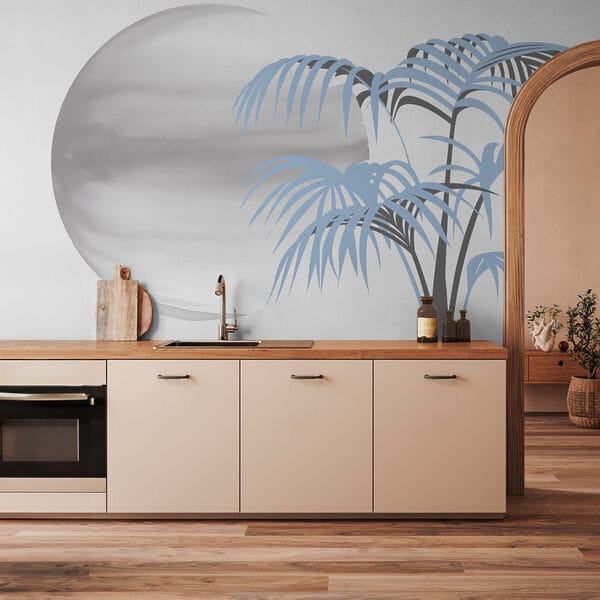 Fotomurales Fotomurales Árbol con hojas y un círculo blanco redondo (SKU: w03185)