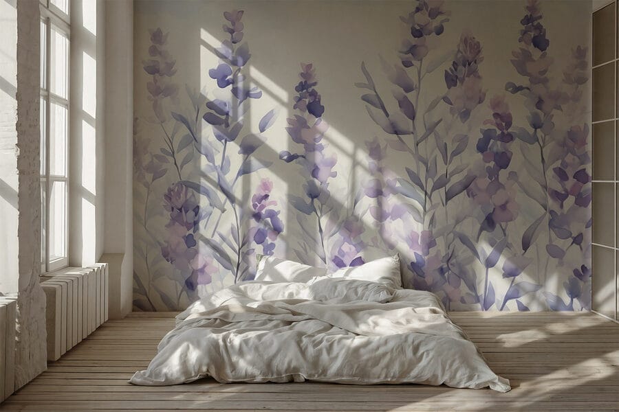 Pintura de flores moradas